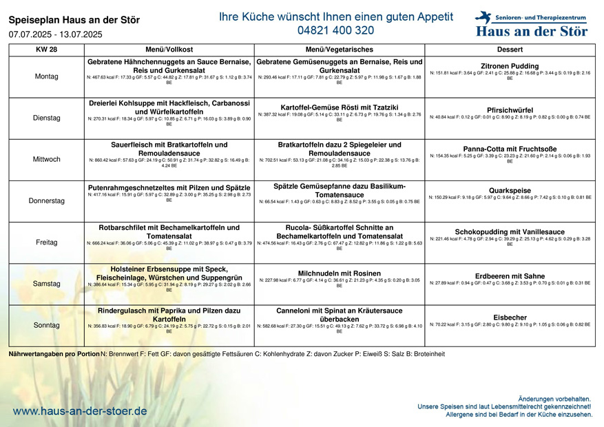 Speiseplan KW28