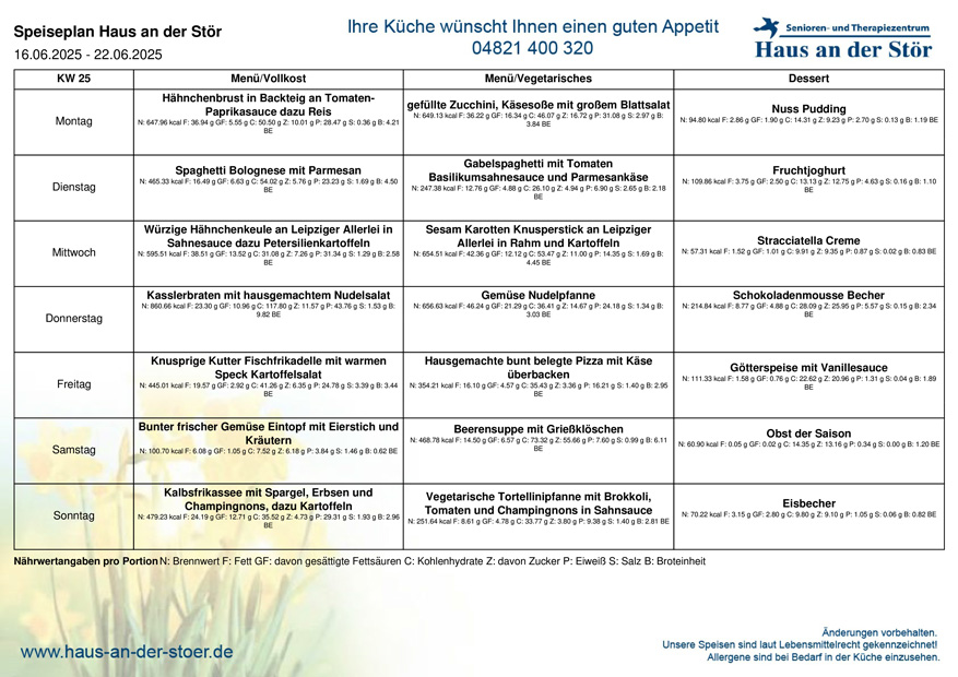 Speiseplan KW25